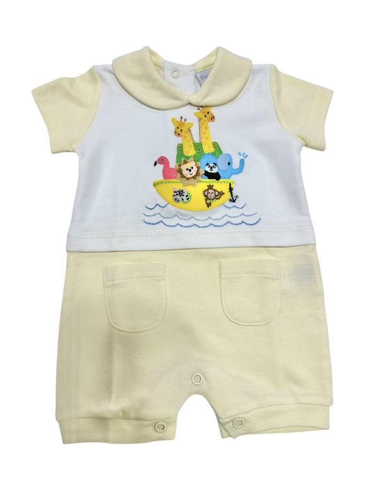 Squiggles Noah's Ark 2x2 Yellow Romper w/Collar