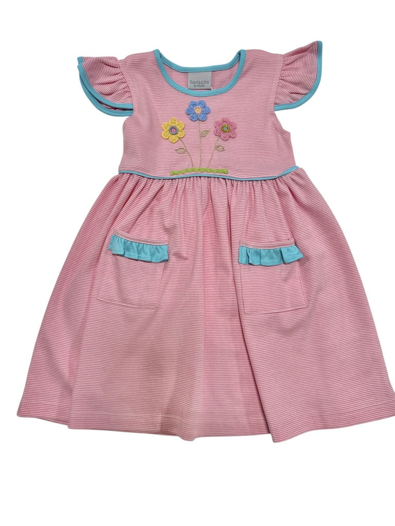 Squiggles Pansy Parade Pocket Dress w/Ruffles