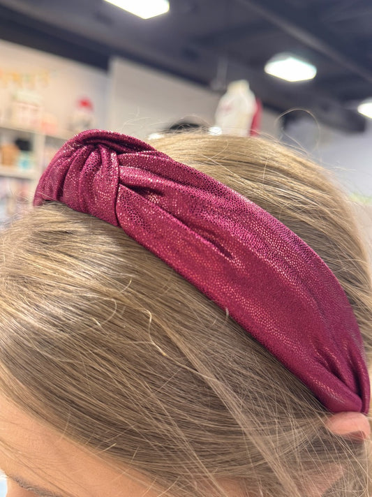 Azarhia Top Knot Headband in Maroon Shimmer
