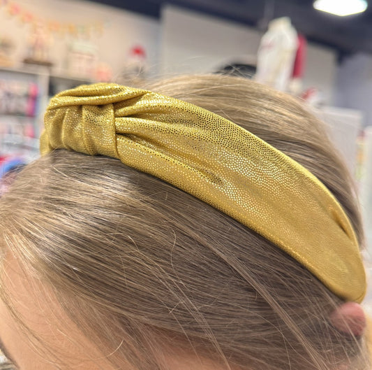 Azarhia Top Knot Headband  Gold Shimmer