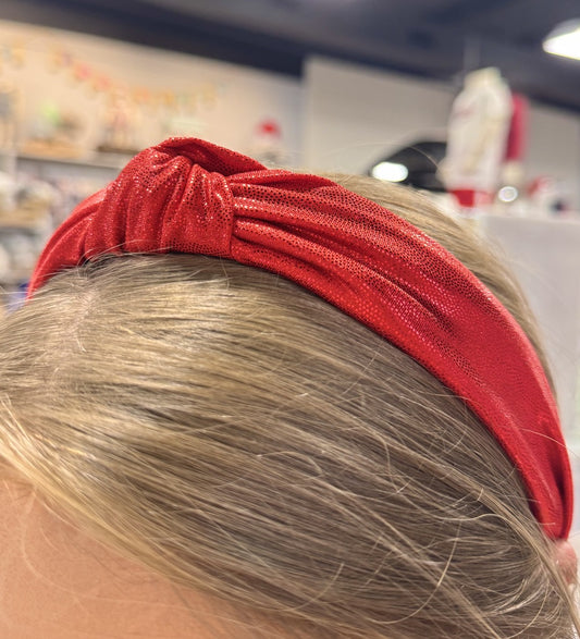 Azarhia Top Knot Headband in Red Shimmer