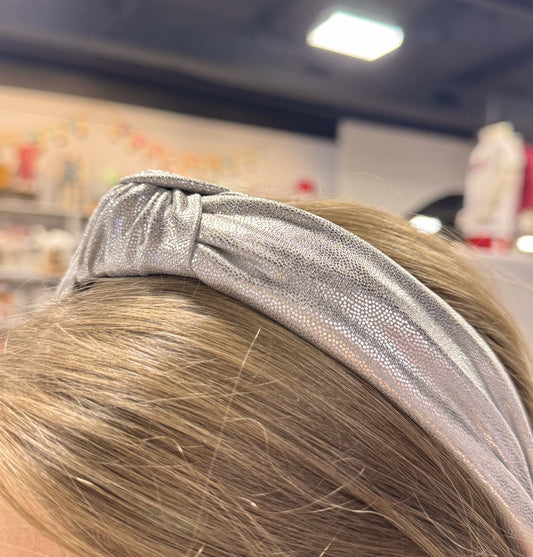 Azarhia Top Knot Headband Silver Shimmer