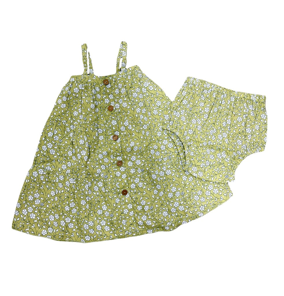 Kiwi Garden Dress/Bloomer Set