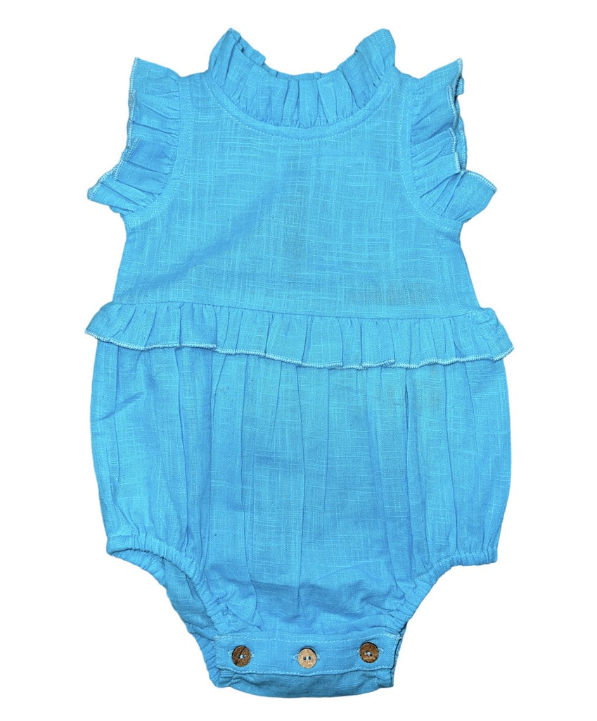 Turquoise Ruffled Linen Bubble