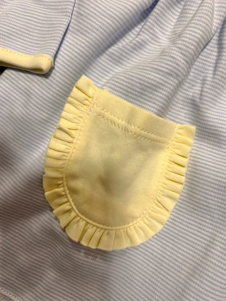 Squiggles Blue Stripe Popover Dress w/Yellow Pockets