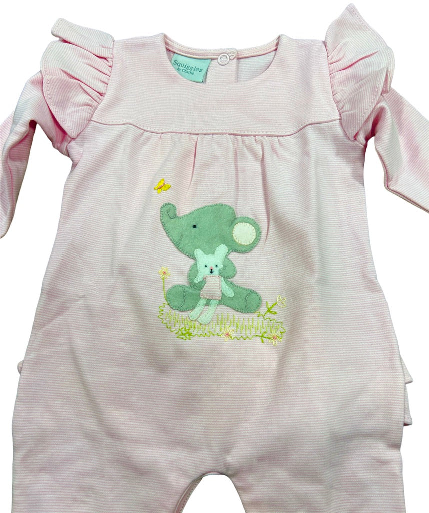 Squiggles Sage & Babydoll Ruffle Coverall