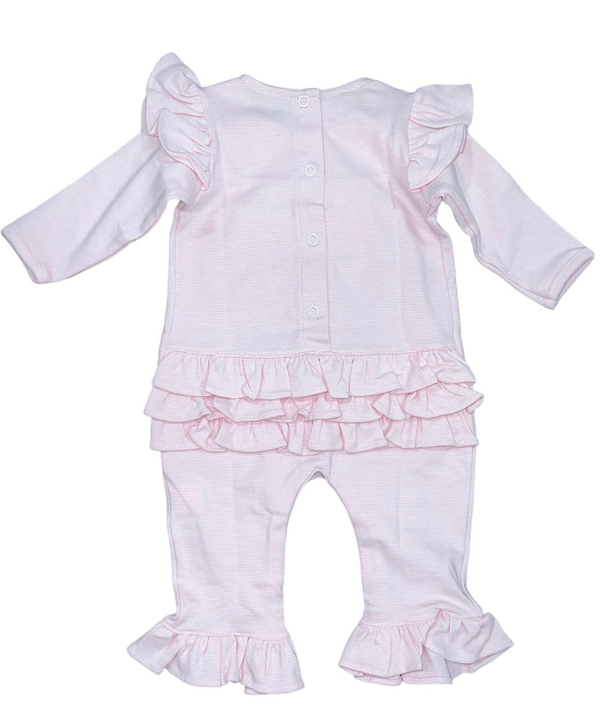 Squiggles Sage & Babydoll Ruffle Coverall