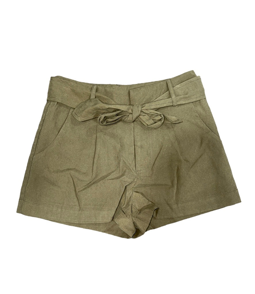 Tween Olive Willow Belted Shorts