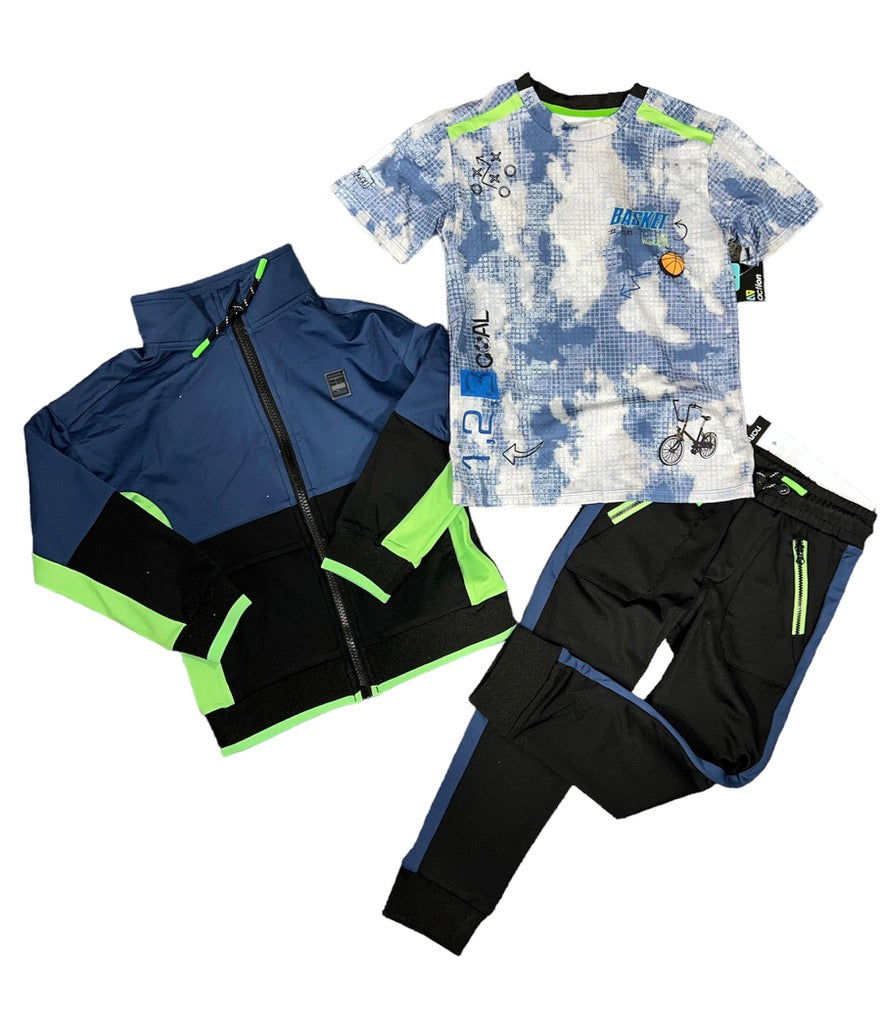 Black/Navy/Lime Athletic Pants