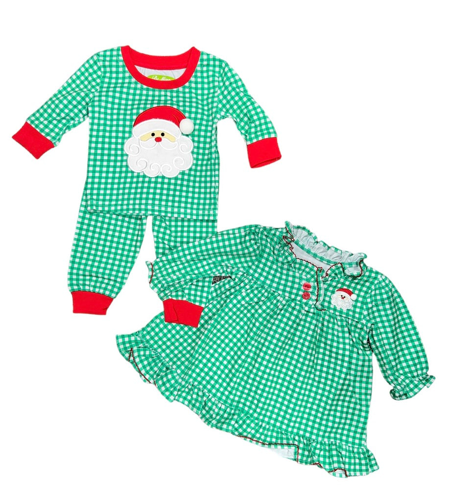 Be Mine Santa Green Gingham Gown