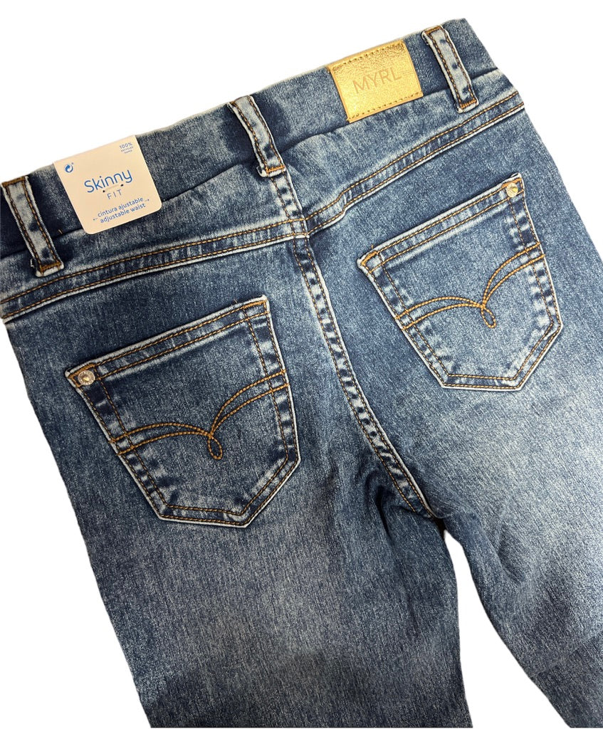 Girls Medium Wash Pull On Skinny Jean