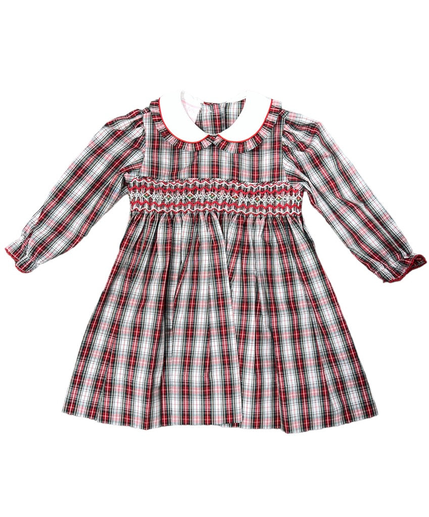 Red & White Holiday Plaid L/S Dress