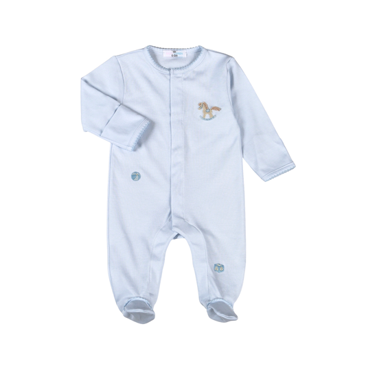 Baby Loren Blue Rocking Horse Pima Footie