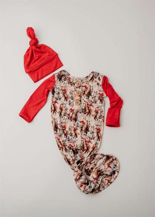 RR Cowboy Claus Knot Gown & Hat NB