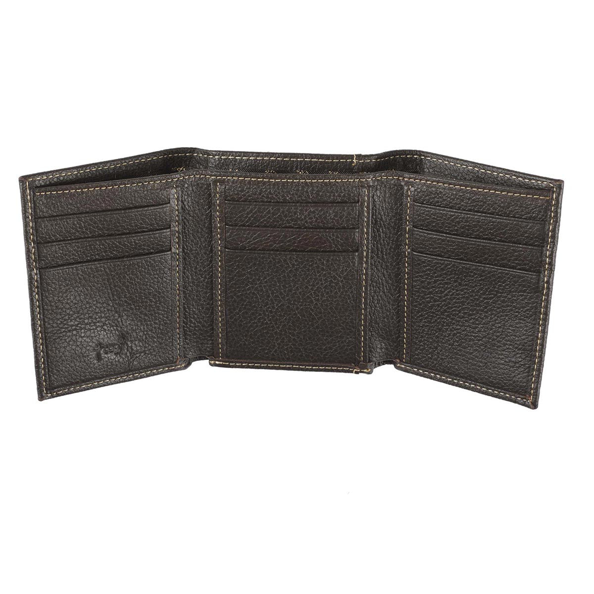 Three Crosses Expresso Brown Full Grain Leather Trifold Wallet