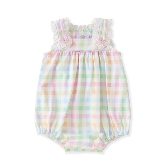 Swoon Baby Pastel Gingham Eyelet Trim Bubble