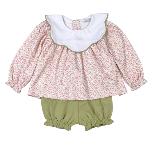 Baby Loren Melody Pima Scallop Collar Bloomer Set