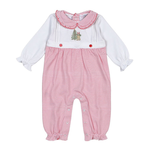 Baby Loren Christmas Pals Embroidered Romper - Girls