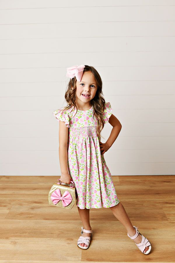 Swoon Baby Blooming Roses Smocked Dress
