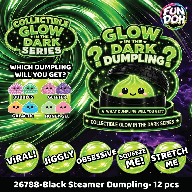 Fun Doh Glow in the Dark Black Dumpling  Steamer Basket Edition