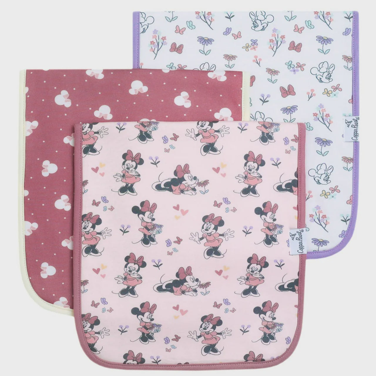 Copper Pearl Minnie Mouse Premium Burp Cloths