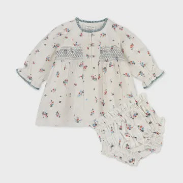 Viverano Juliet Smocked Floral Baby Dress & Bloomer Set