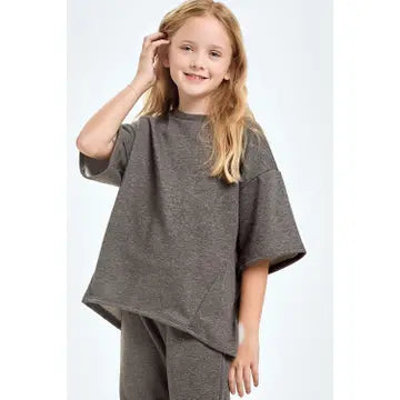 Good Girl Cotton French Terry Pant Set - Lt Grey