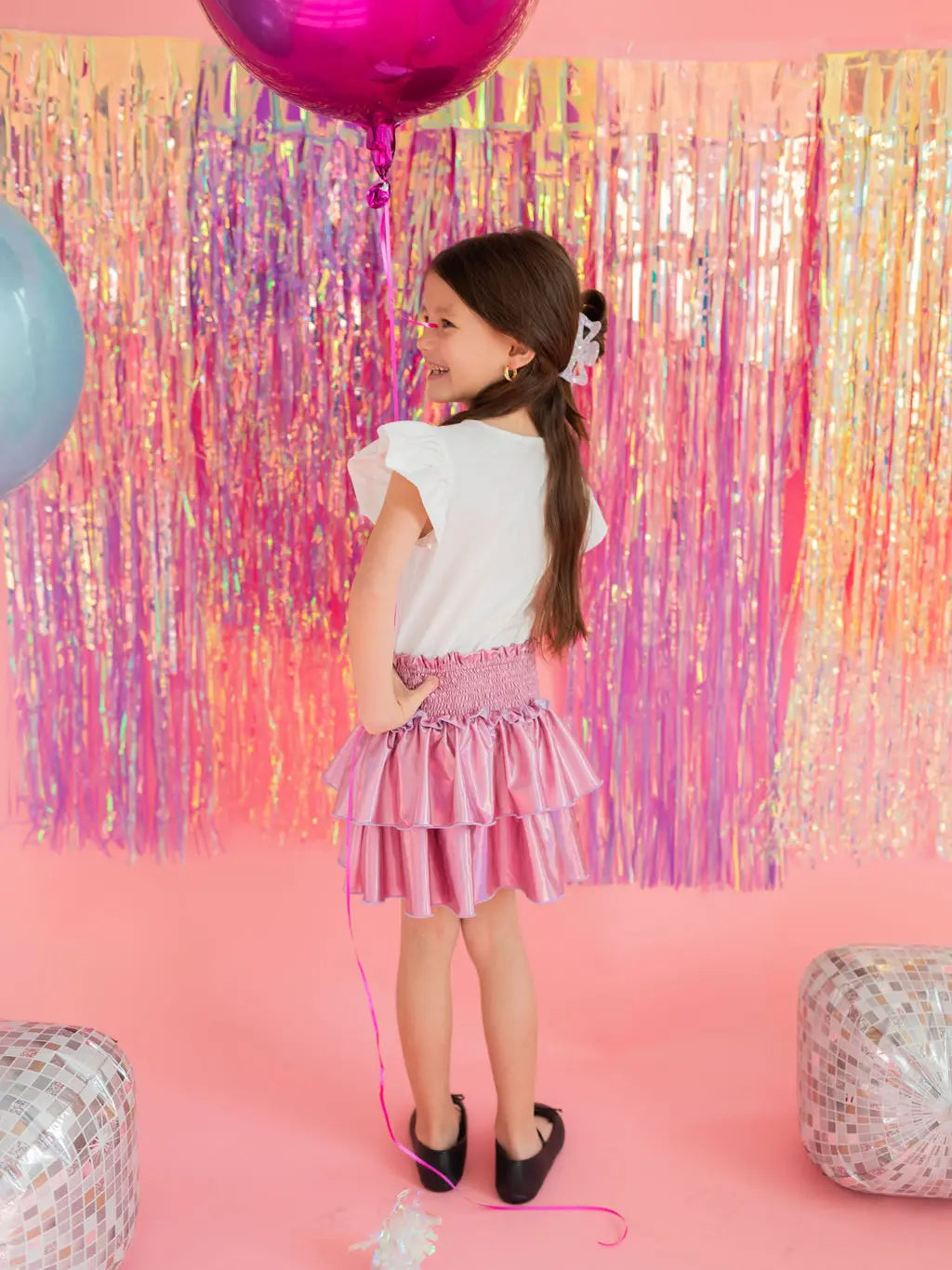 Ollie Jay Ruffle Skort Pink Lame'