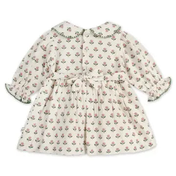 Viverano Rosamund Block Print Floral Baby Dress & Bloomer Set