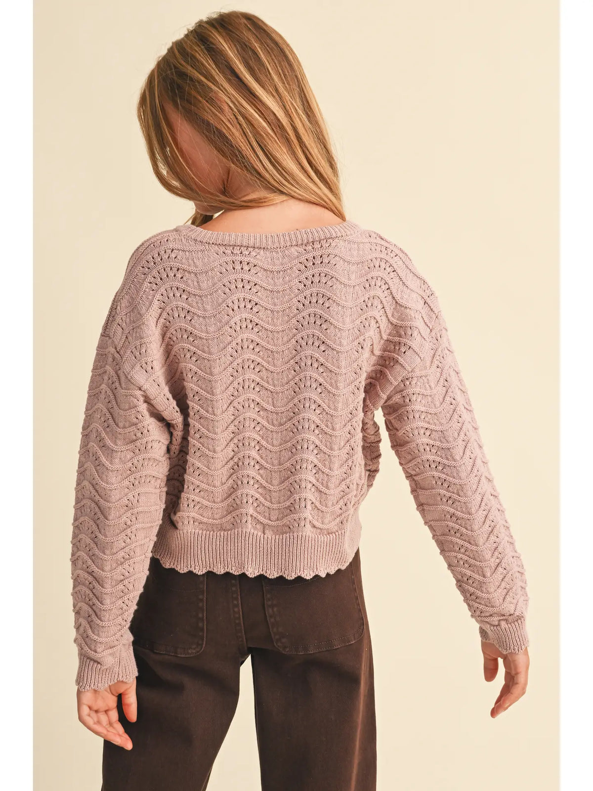 Heart & Arrow Wavy Knitwear Pullover Sweater - Mauve