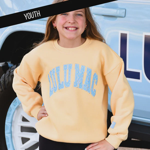 Lulu Mac Youth Polka Dot Stitch Sweatshirt - Butter/Lt Bl