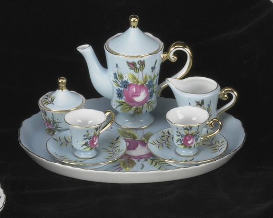 AA Importing Mini Tea Set Blue & Pink Design
