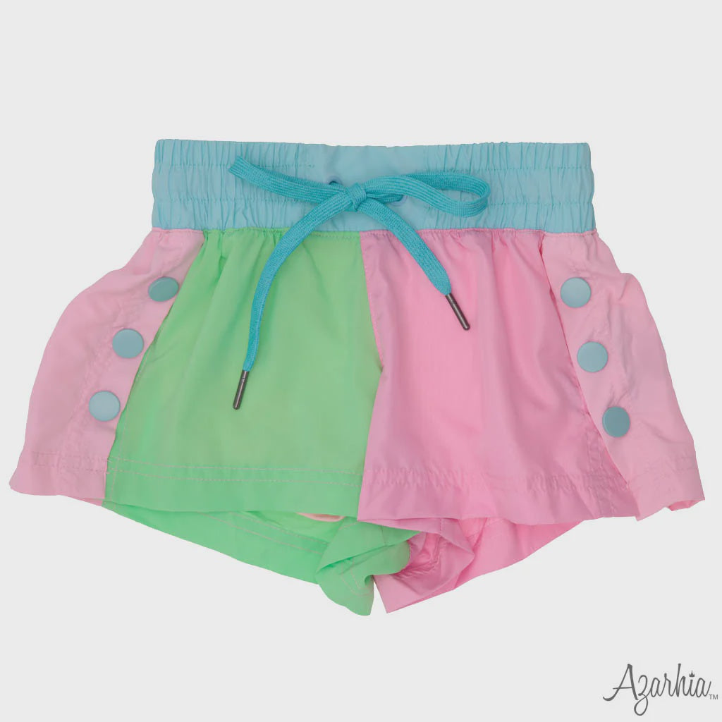 Azarhia Minty Pinks Color Block Shorts