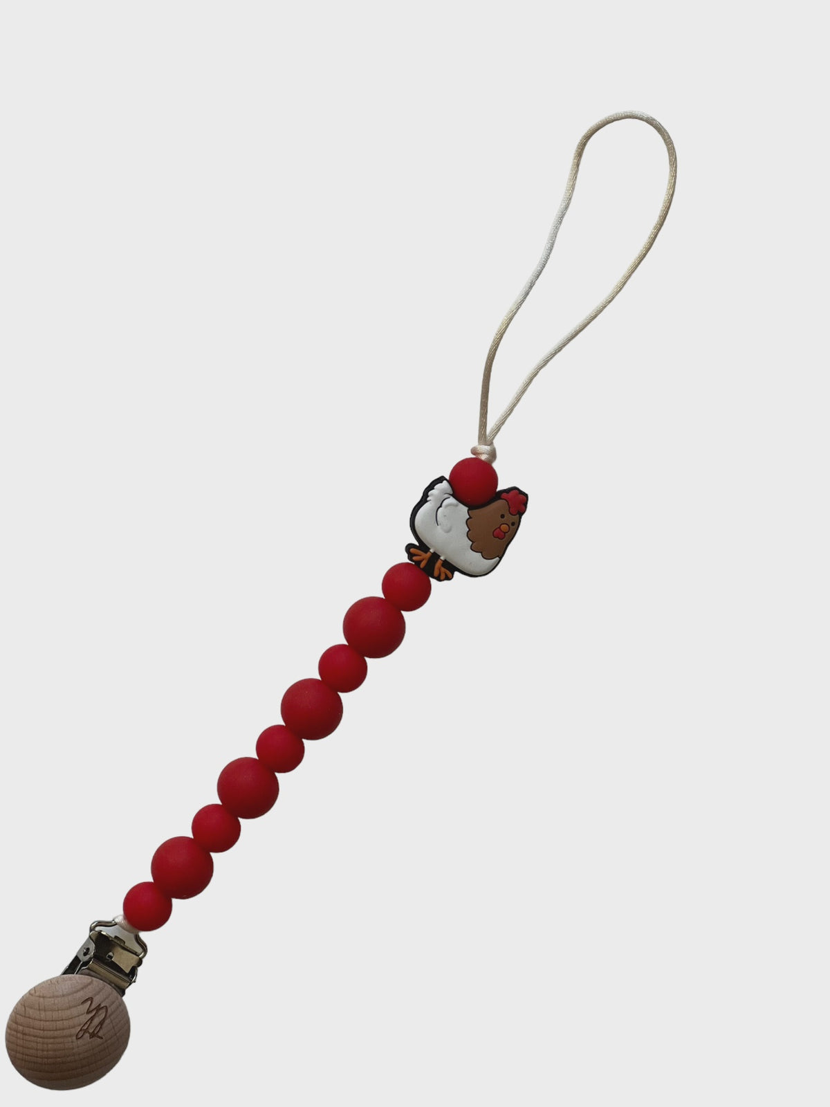 Three Hearts Grande Teether Toy Clip - Chicken