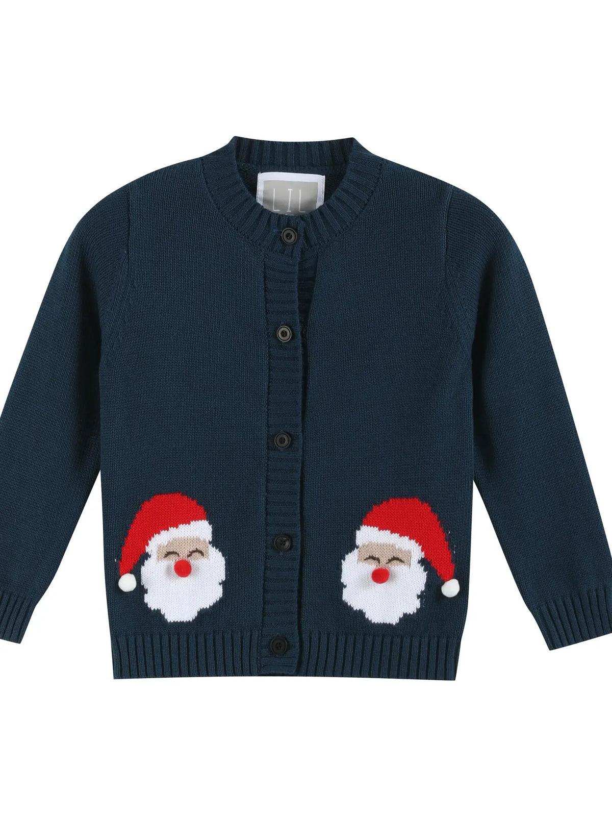 Lil Cactus Navy Blue Christmas Santa Knit Cardigan