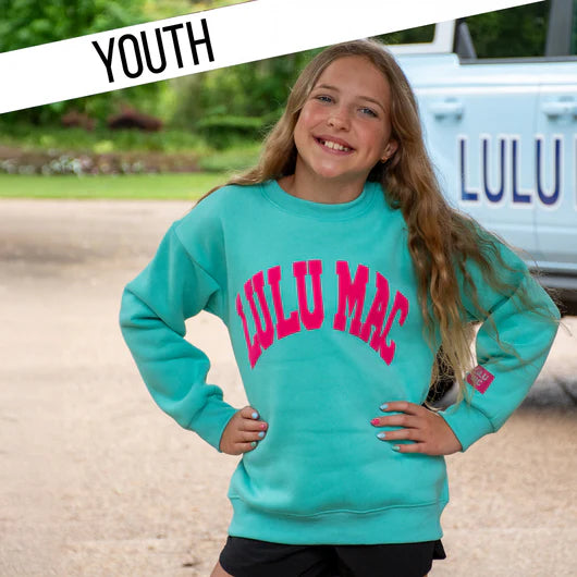 Lulu Mac Youth Puff Sweatshirt - Mint/Hot Pink
