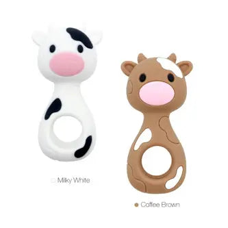 Three Hearts BPA All Silicone Cow Rattle - Milky White