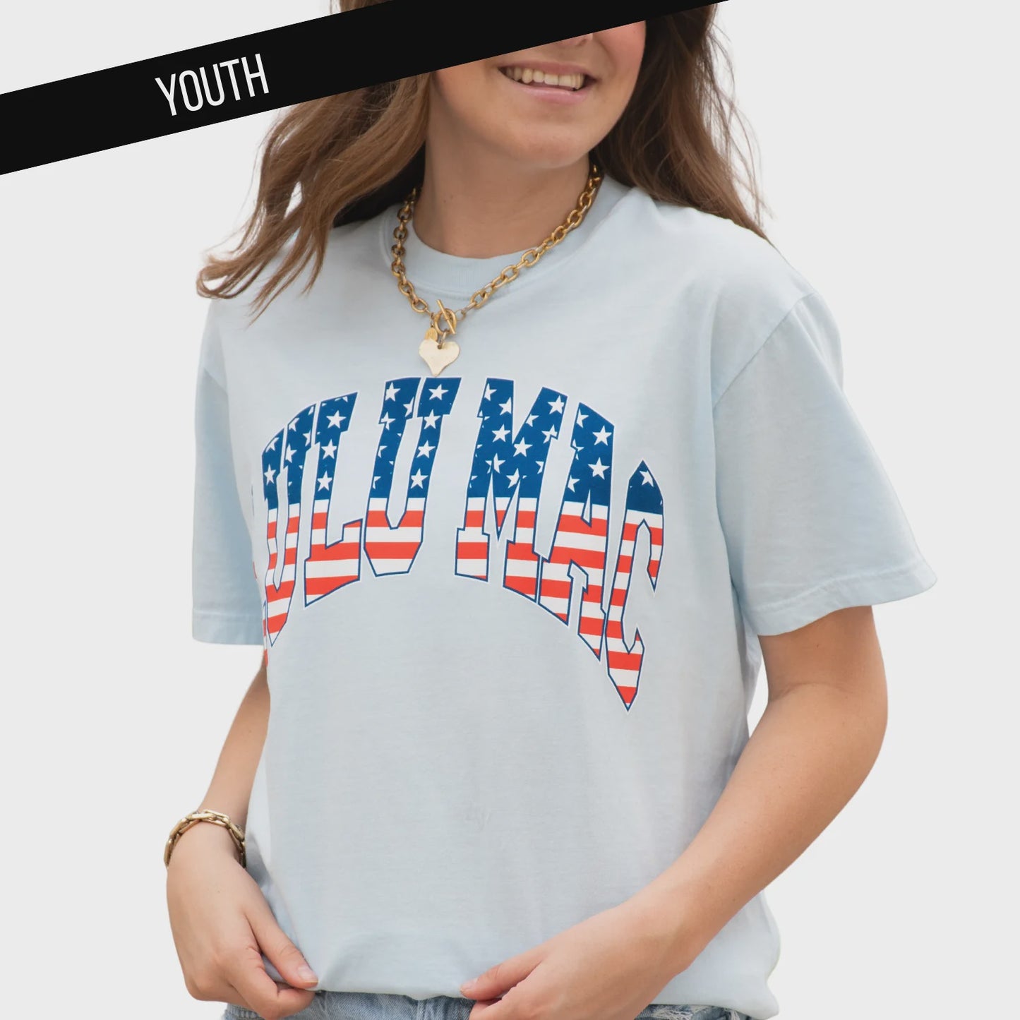 Lulu Mac Stars & Stripes Youth Tee - Chambray