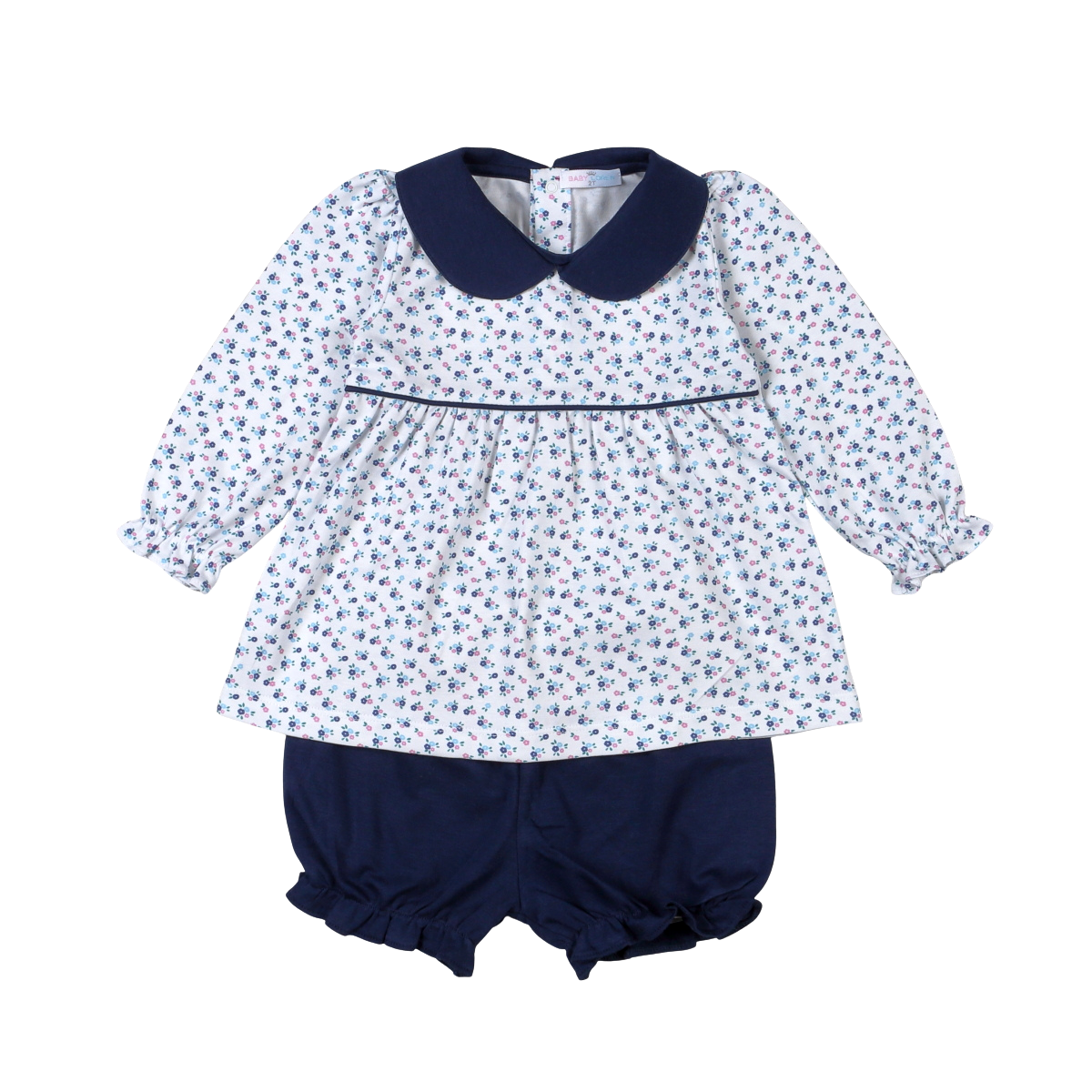 Baby Loren Callie Floral Pima Scallop Collar  Bloomer Set