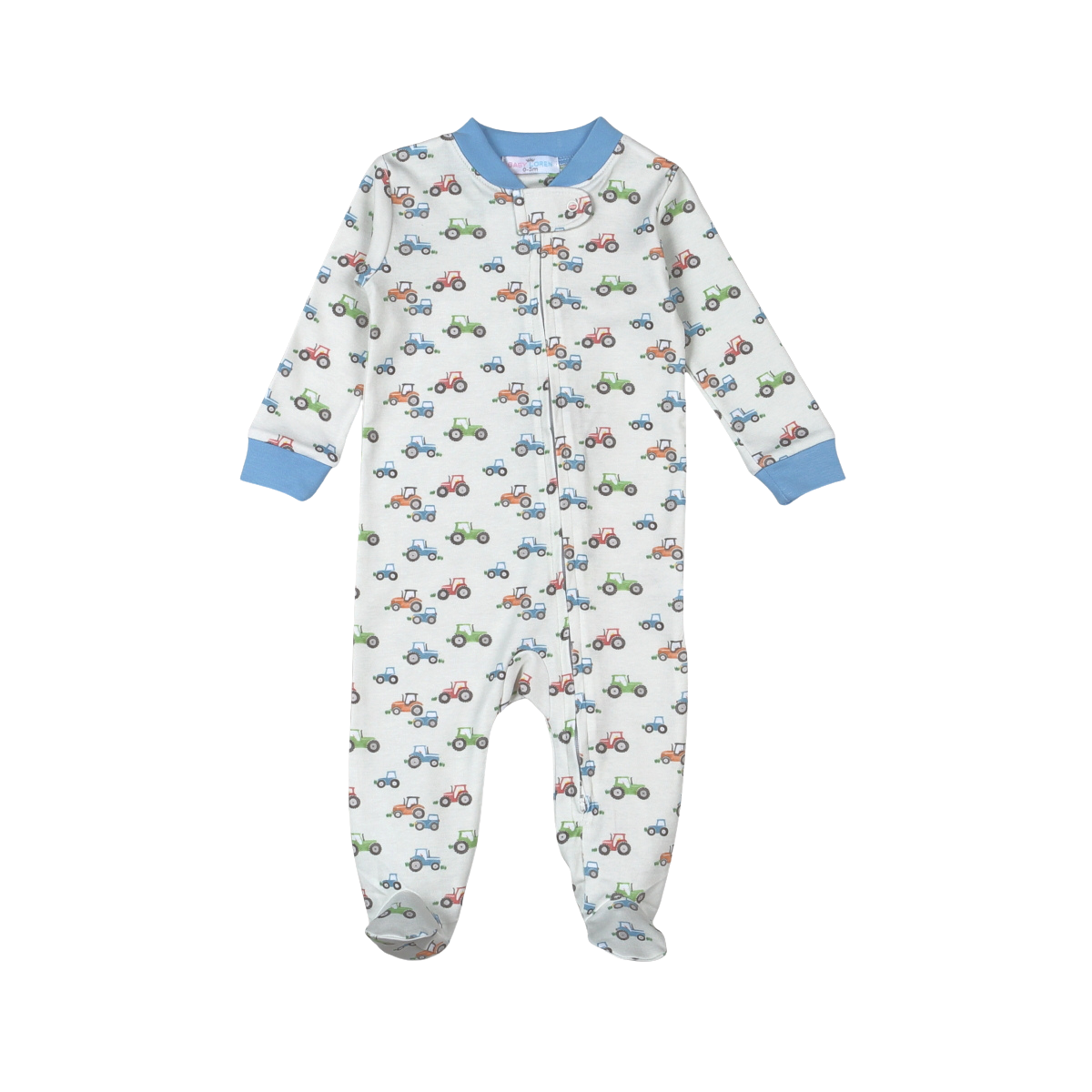 Baby Loren Tractors Pima Zipper Footie