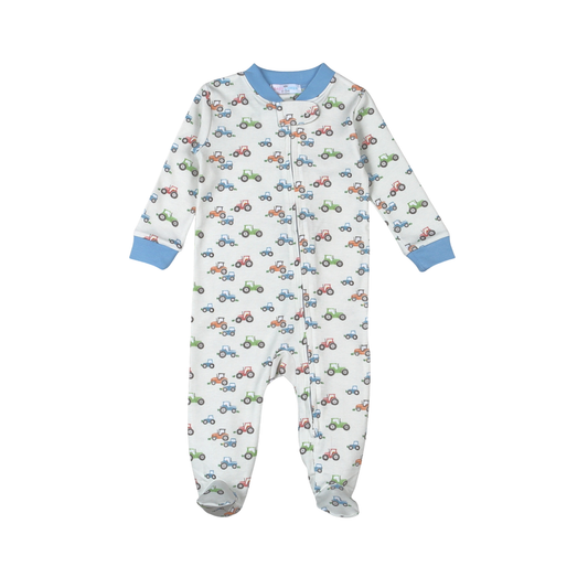 Baby Loren Tractors Pima Zipper Footie