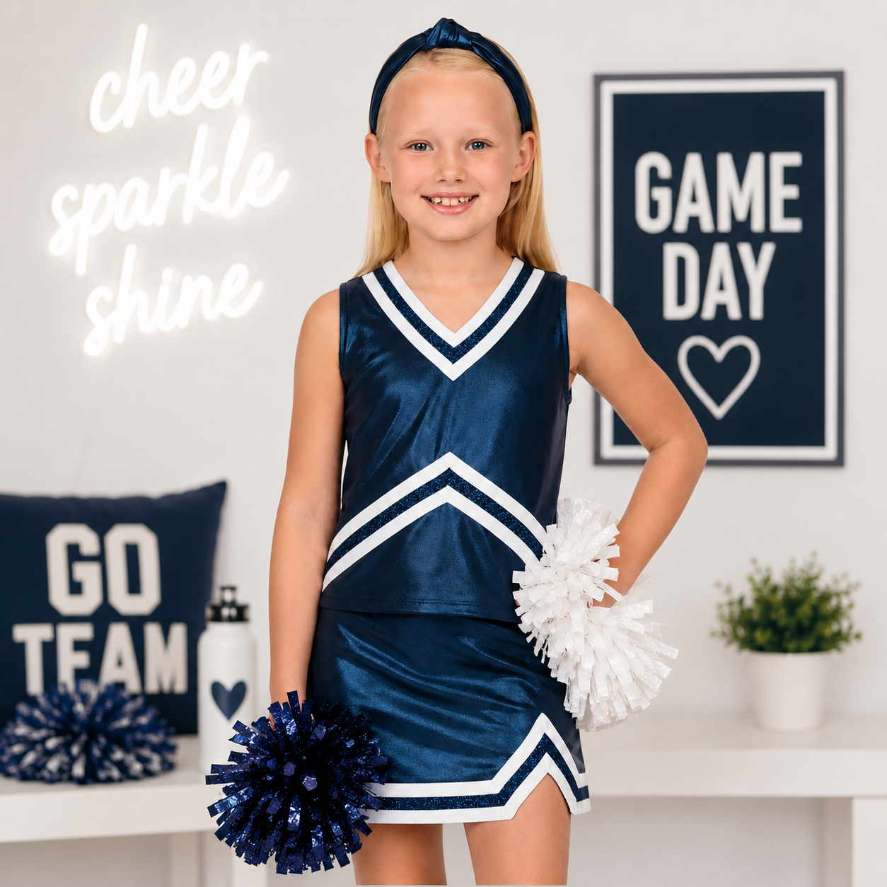 Azarhia Shimmer Cheer Suit - Navy