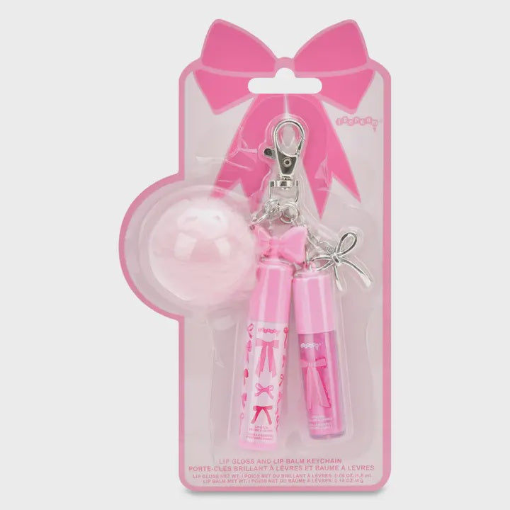 Iscream Bows Lip Gloss & Lip Balm Key Chain Set