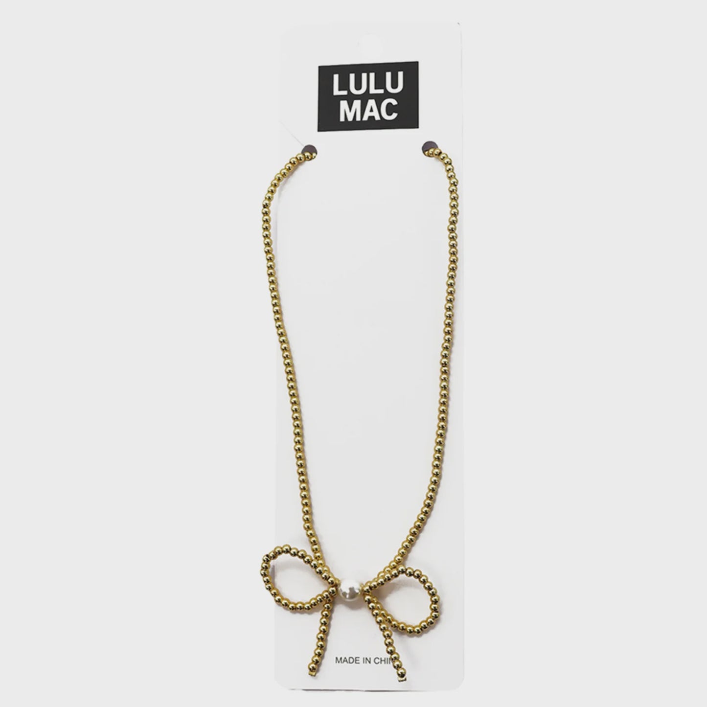 Lulu Mac NK Bow Gold Bow Necklace