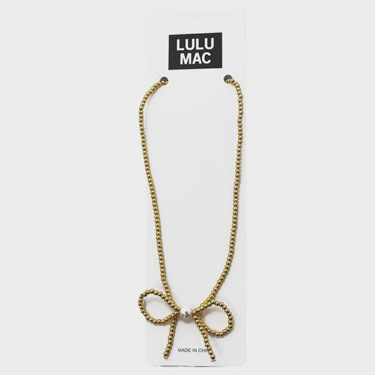 Lulu Mac NK Bow Gold Bow Necklace