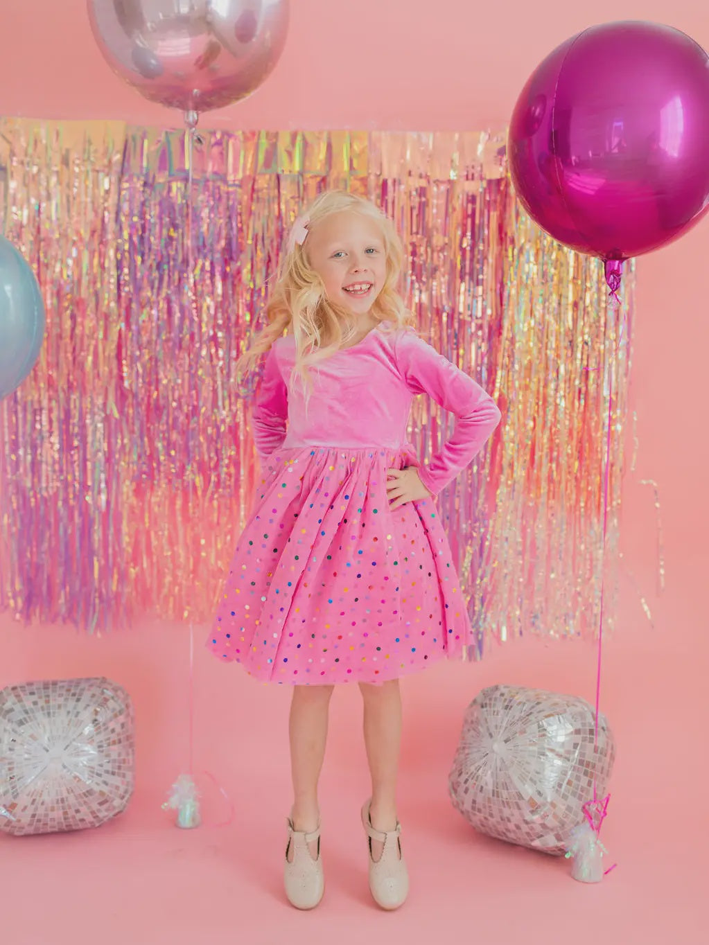 Ollie Jay Bubblegum Confetti Girls Luxury Dress