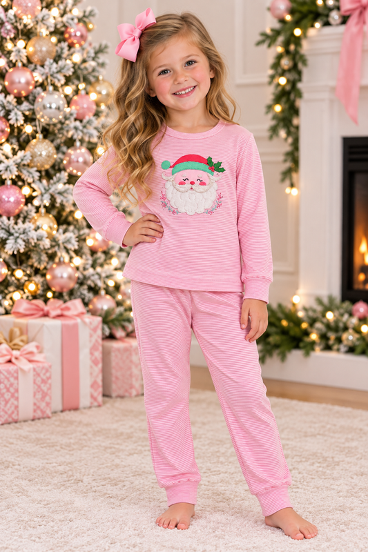 Squiggles So Sweet Santa LS Two Pc Set - Pink
