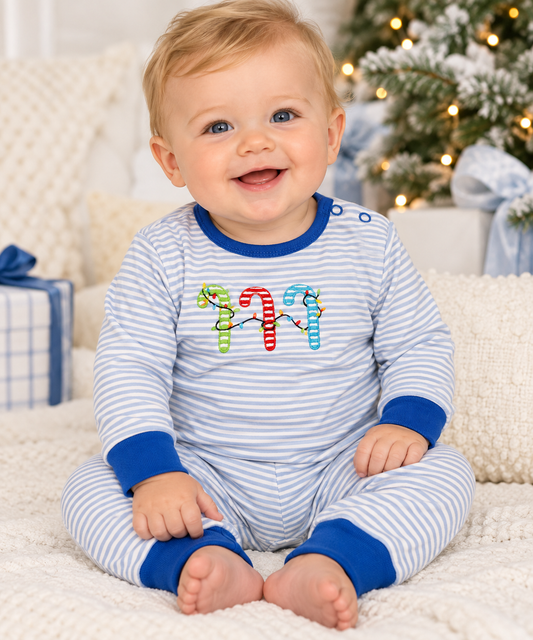 Squiggles Candy Cane Lights LS Coverall