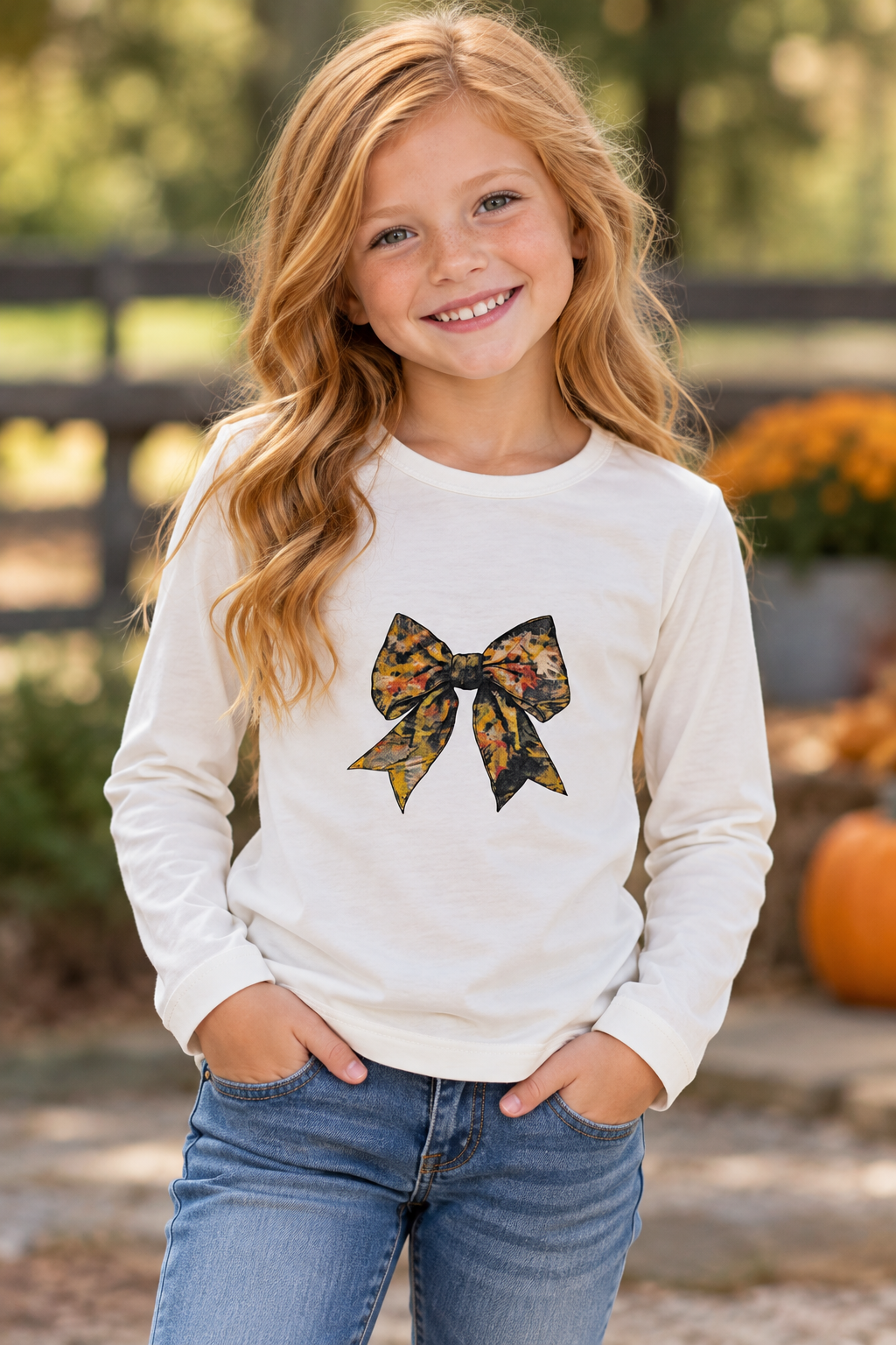 Pedal Camo Bow LS Tee - Ivory