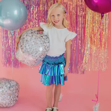 Ollie Jay Ruffle Skort Aqua Lame'